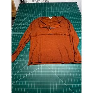 BKE Womens Rust Orange Long Sleeve Henley Knit Top Size Medium Drop Shoulder